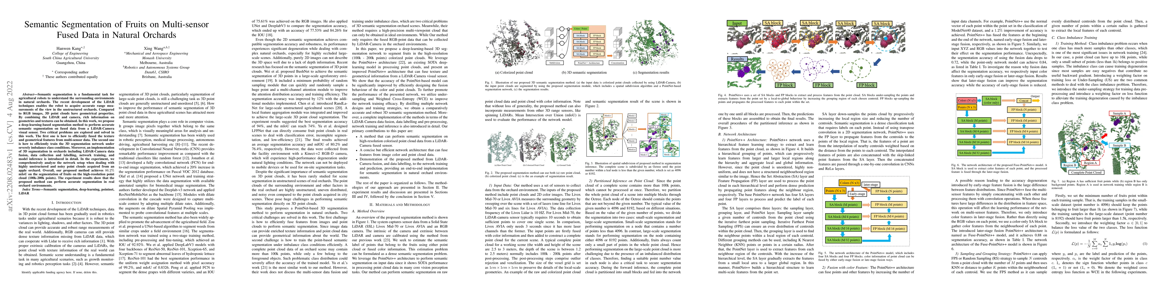 Thumbnail for Semantic Segmentation of Fruits on Multi-sensor Fused Data in Natural
  Orchards