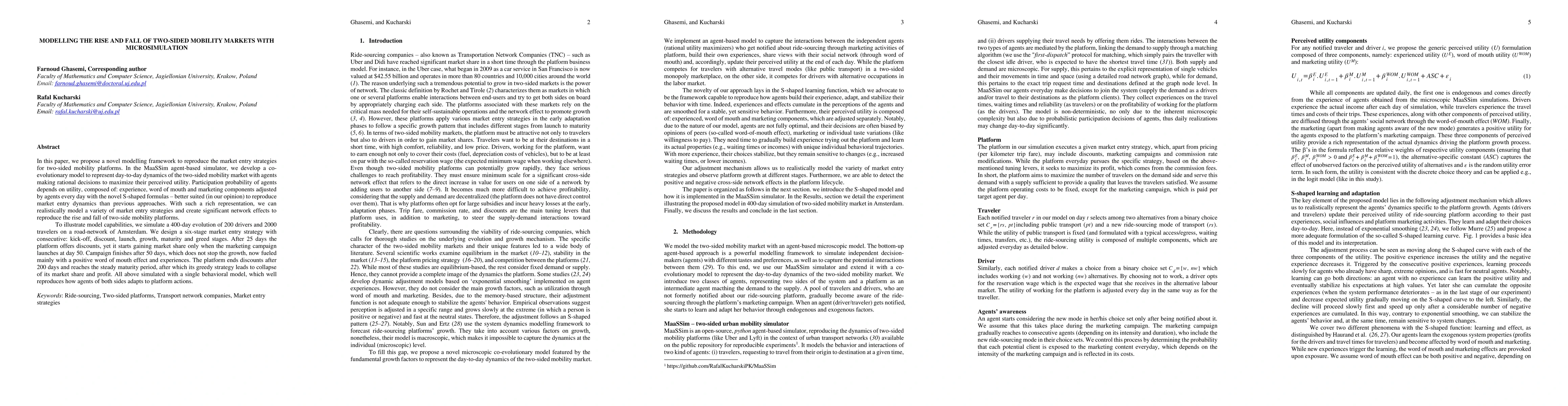 Thumbnail for Modelling the Rise and Fall of Two-Sided Mobility Markets with
  Microsimulation