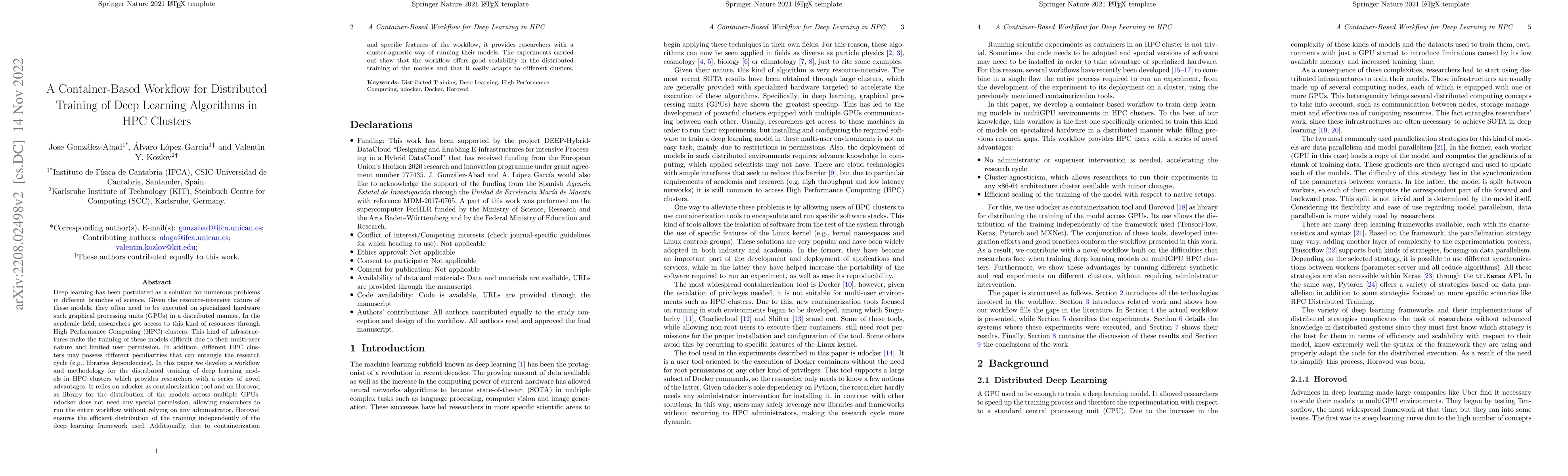 Thumbnail for A Container-Based Workflow for Distributed Training of Deep Learning
  Algorithms in HPC Clusters