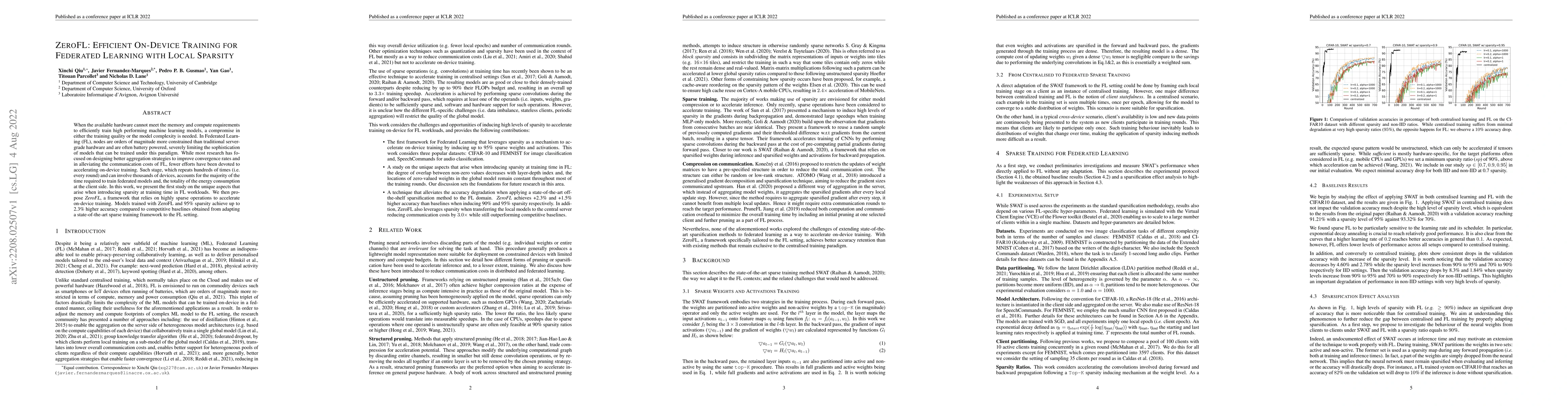 Thumbnail for ZeroFL: Efficient On-Device Training for Federated Learning with Local
  Sparsity
