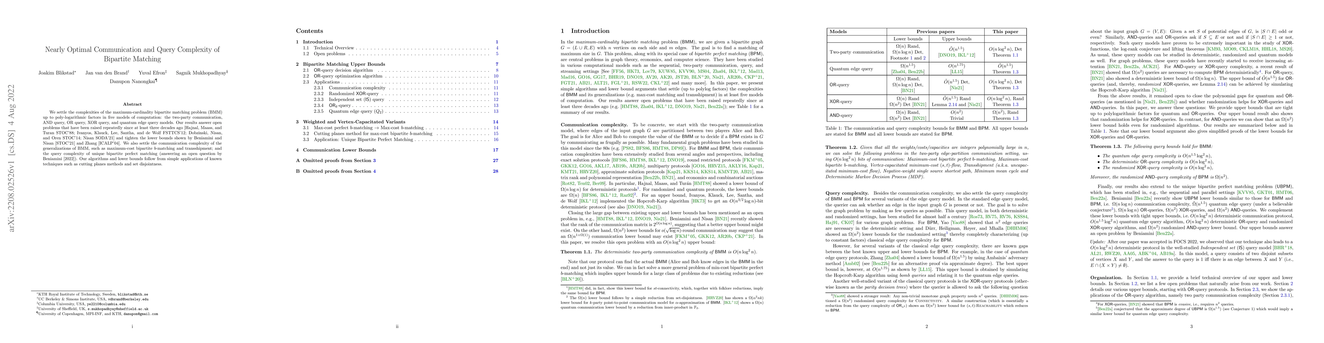 Thumbnail for Nearly Optimal Communication and Query Complexity of Bipartite Matching