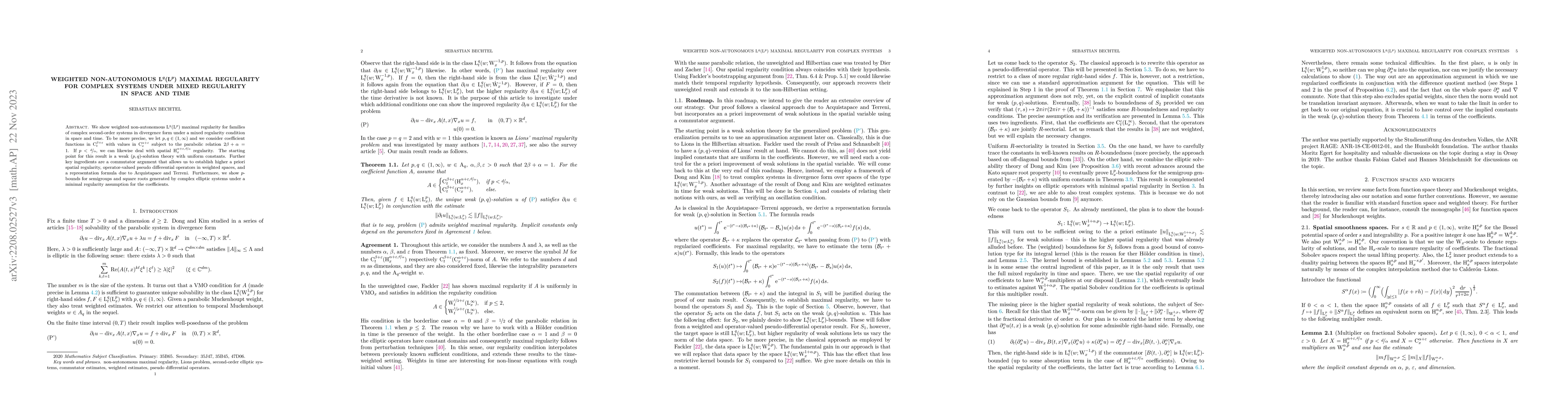 Thumbnail for Weighted non-autonomous $L^q(L^p)$ maximal regularity for complex
  systems