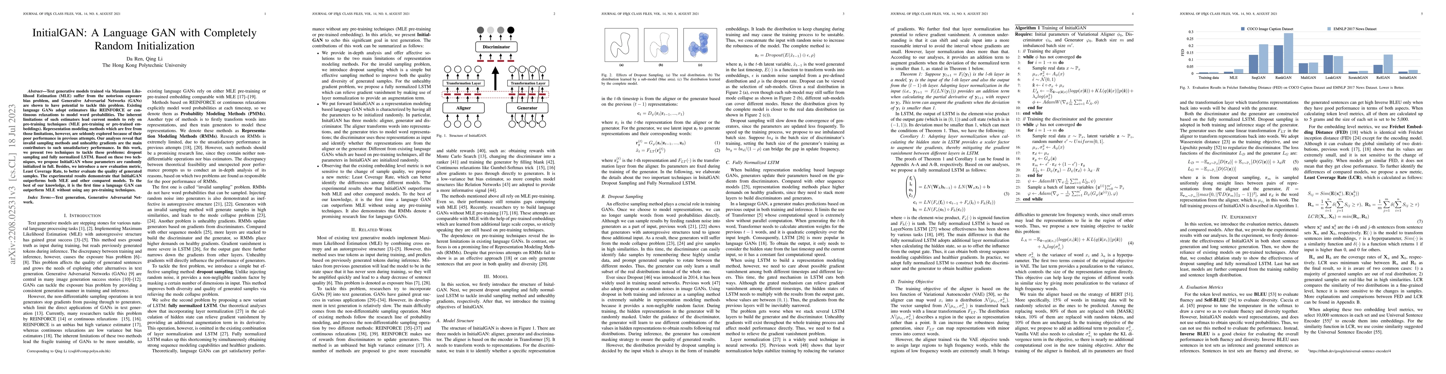 Thumbnail for InitialGAN: A Language GAN with Completely Random Initialization