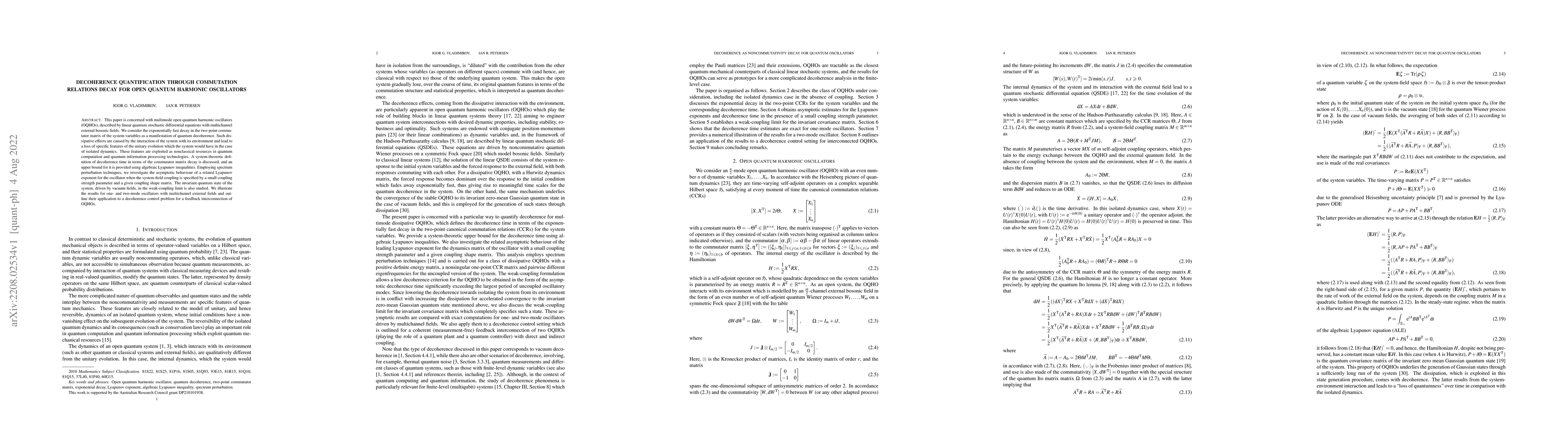 Thumbnail for Decoherence quantification through commutation relations decay for open
  quantum harmonic oscillators