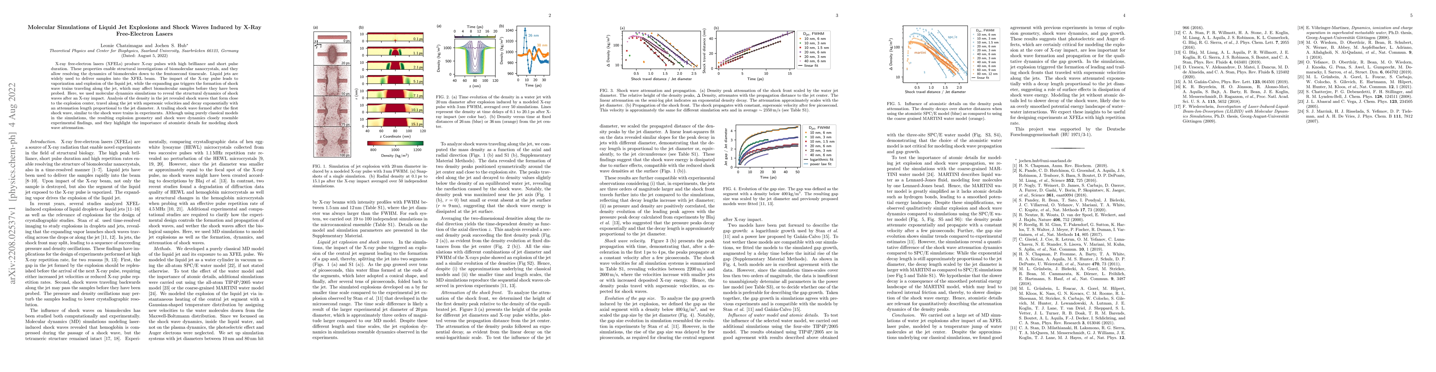 Thumbnail for Molecular Simulations of Liquid Jet Explosions and Shock Waves Induced
  by X-Ray Free-Electron Lasers