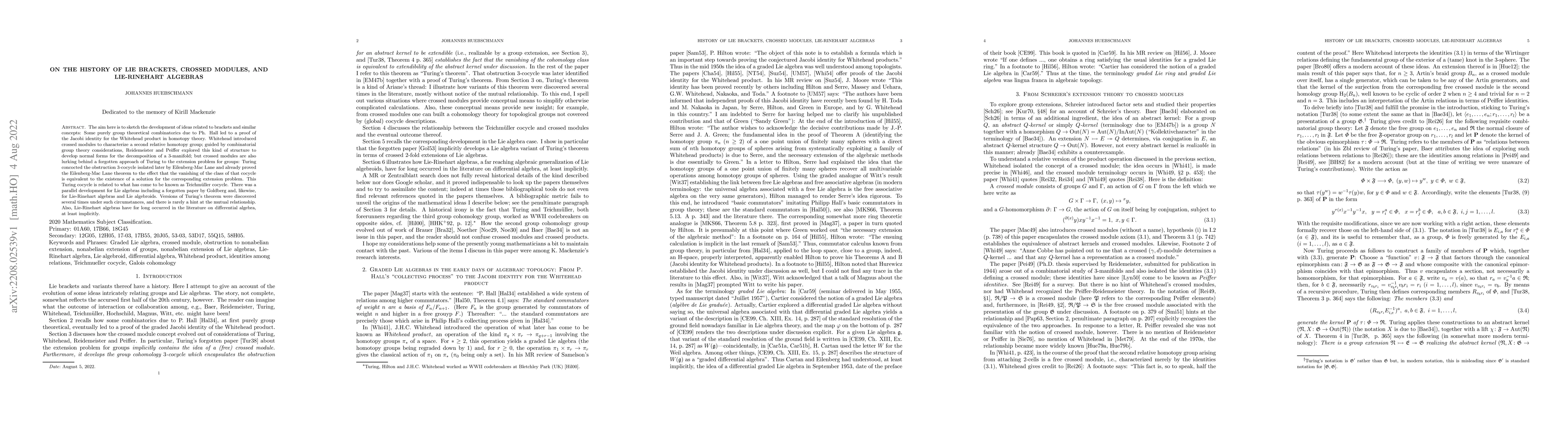 Thumbnail for On the history of Lie brackets, crossed modules, and Lie-Rinehart
  algebras