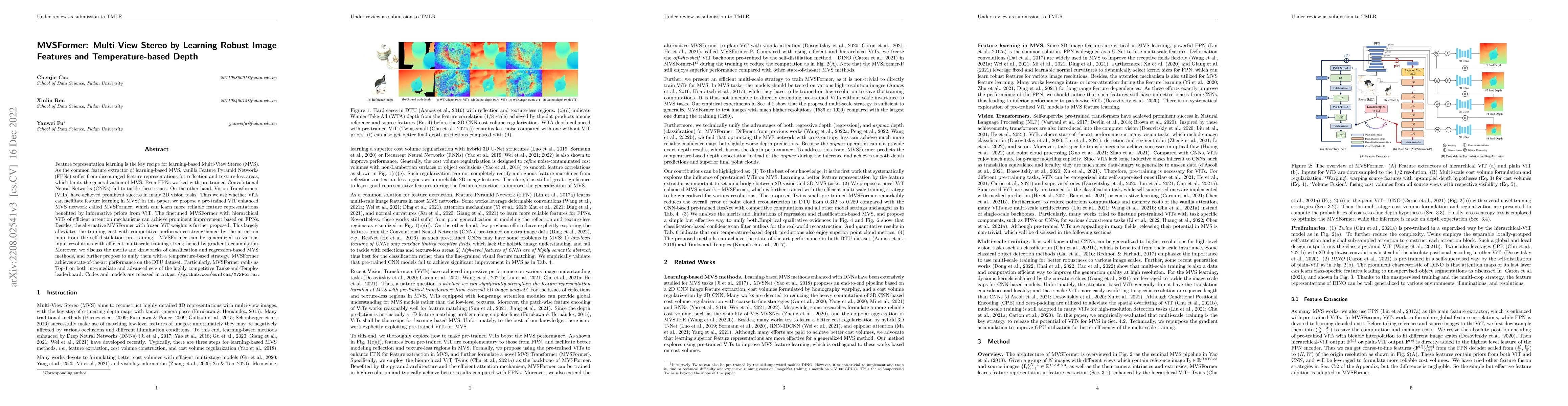 Thumbnail for MVSFormer: Multi-View Stereo by Learning Robust Image Features and
  Temperature-based Depth