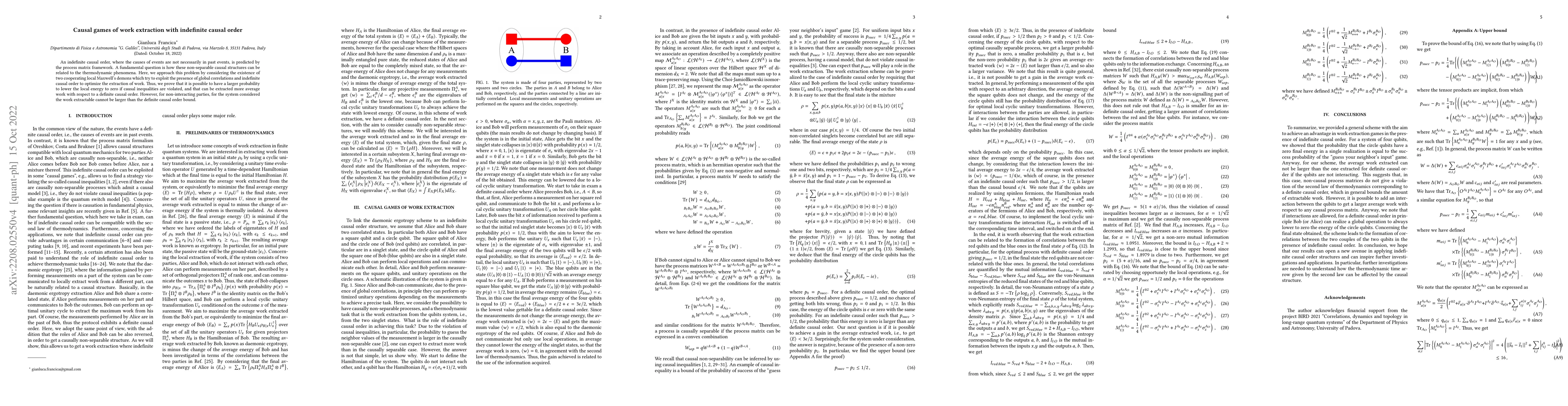 Thumbnail for Causal games of work extraction with indefinite causal order