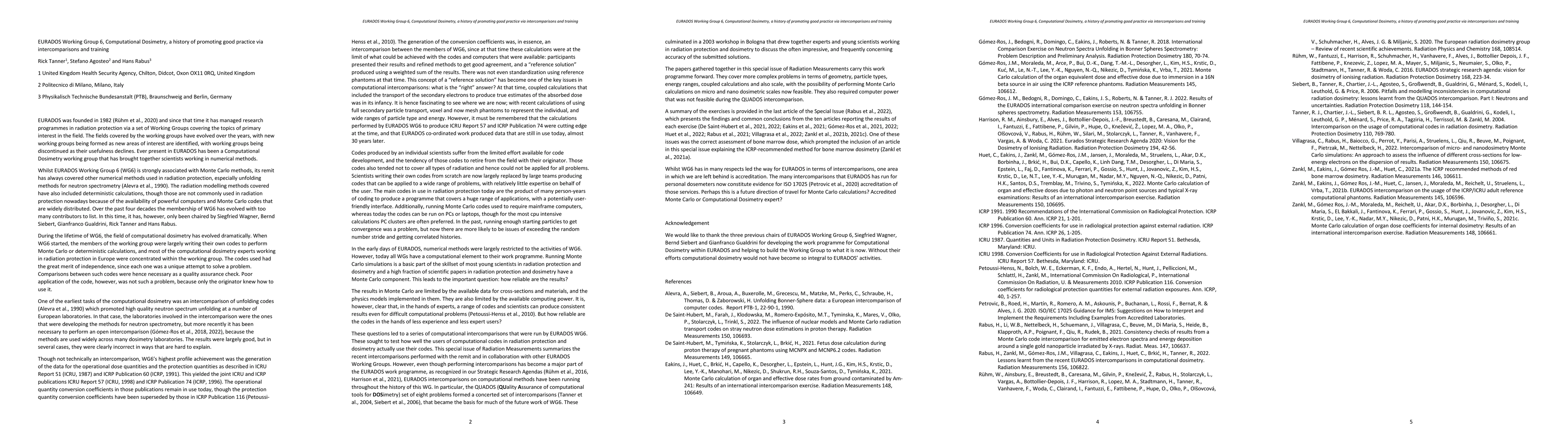 Thumbnail for EURADOS Working Group 6, Computational Dosimetry, a history of promoting
  good practice via intercomparisons and training