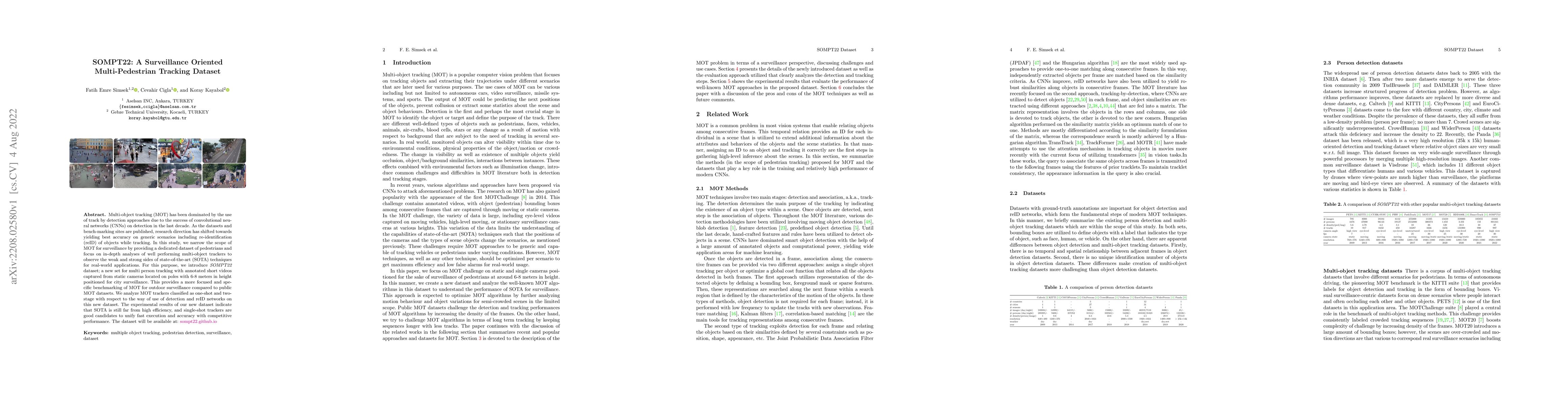 Thumbnail for SOMPT22: A Surveillance Oriented Multi-Pedestrian Tracking Dataset