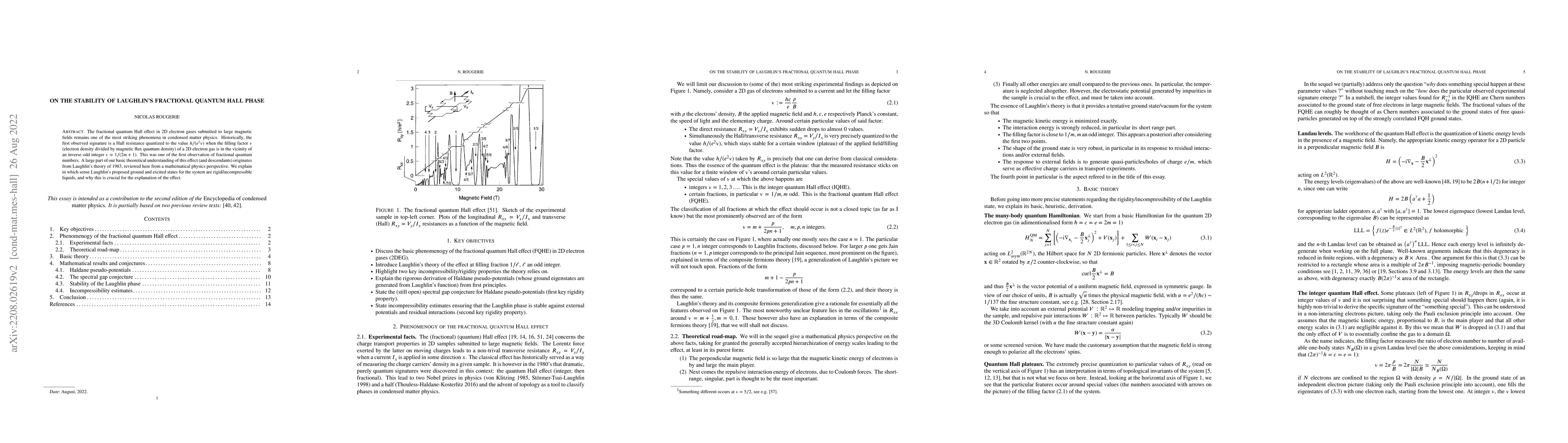 Thumbnail for On the stability of Laughlin's fractional quantum Hall phase