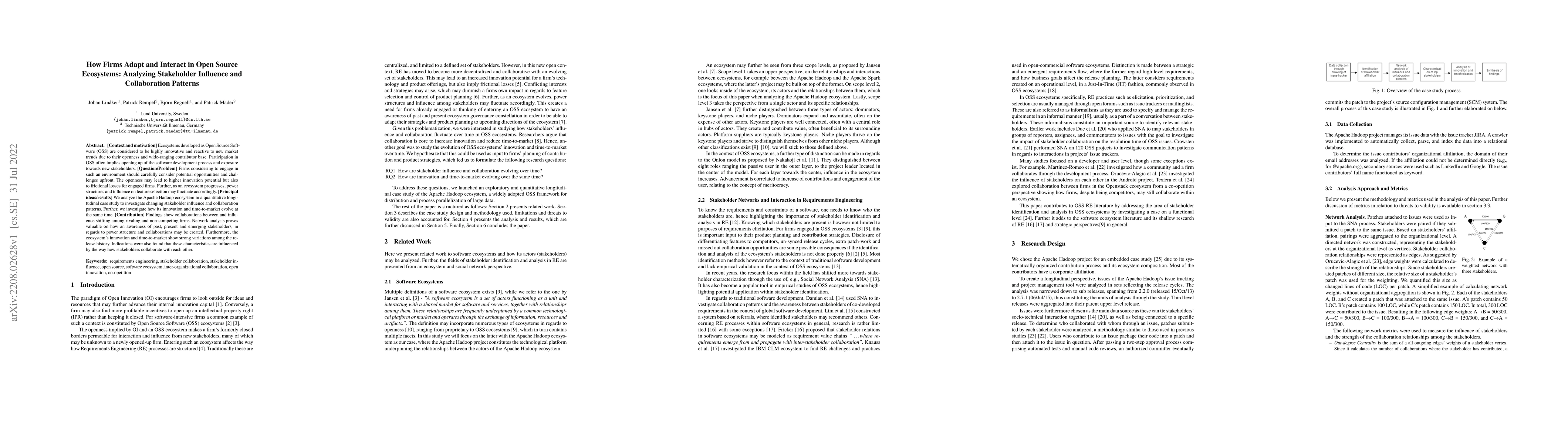 Thumbnail for How Firms Adapt and Interact in Open Source Ecosystems: Analyzing
  Stakeholder Influence and Collaboration Patterns