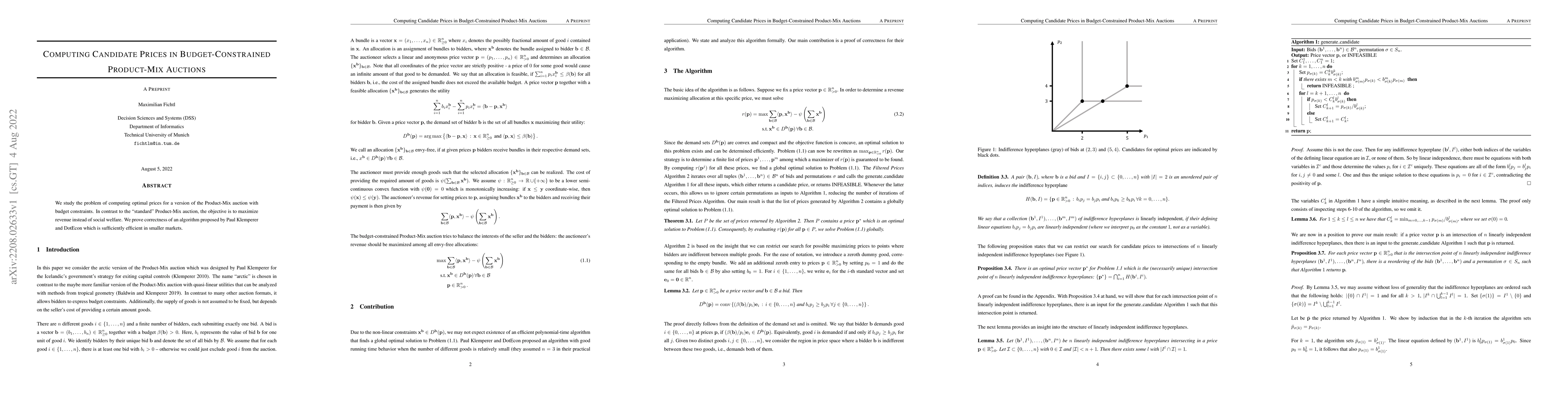 Thumbnail for Computing Candidate Prices in Budget-Constrained Product-Mix Auctions