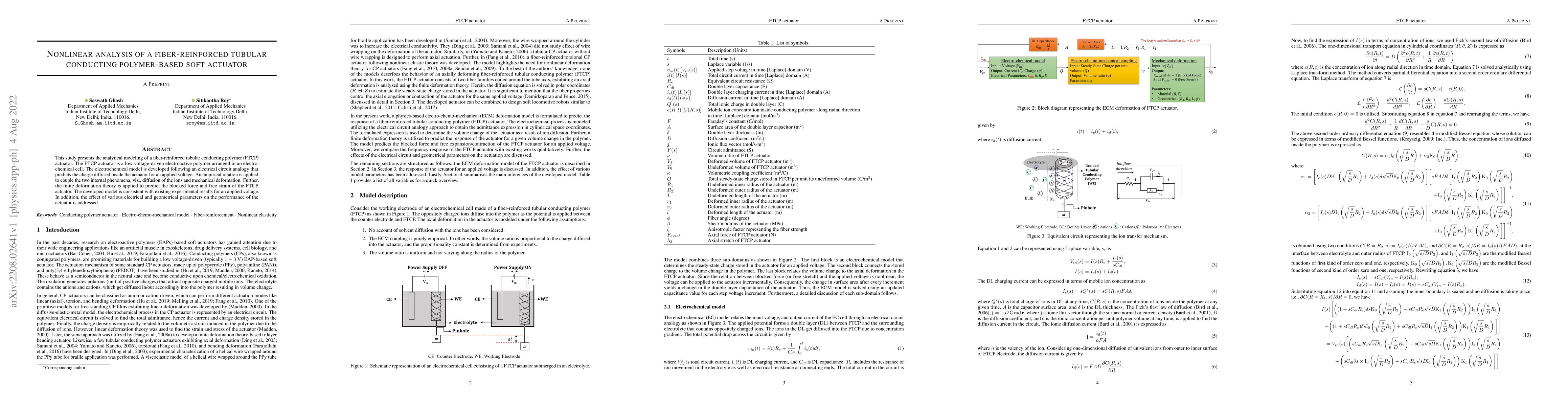 Thumbnail for Nonlinear analysis of a fiber-reinforced tubular conducting
  polymer-based soft actuator