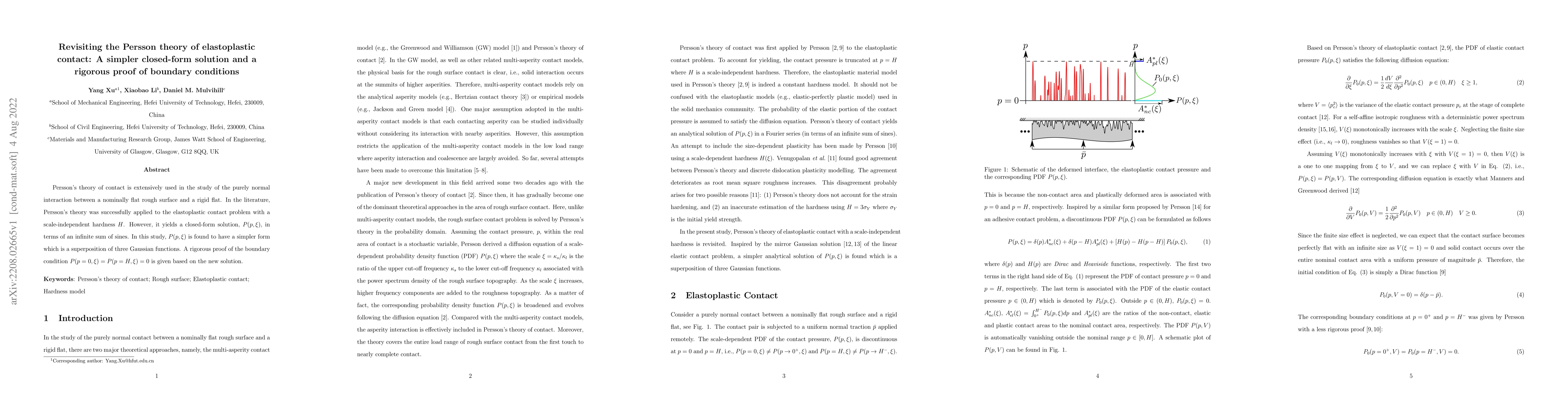 Thumbnail for Revisiting the Persson theory of elastoplastic contact: A simpler
  closed-form solution and a rigorous proof of boundary conditions