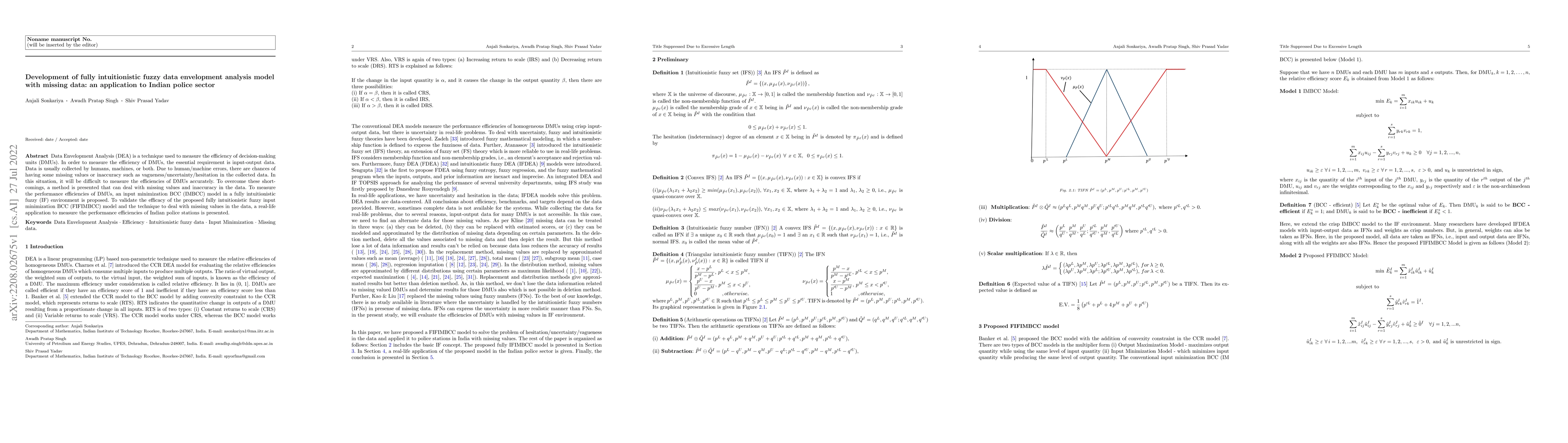 Thumbnail for Development of fully intuitionistic fuzzy data envelopment analysis
  model with missing data: an application to Indian police sector