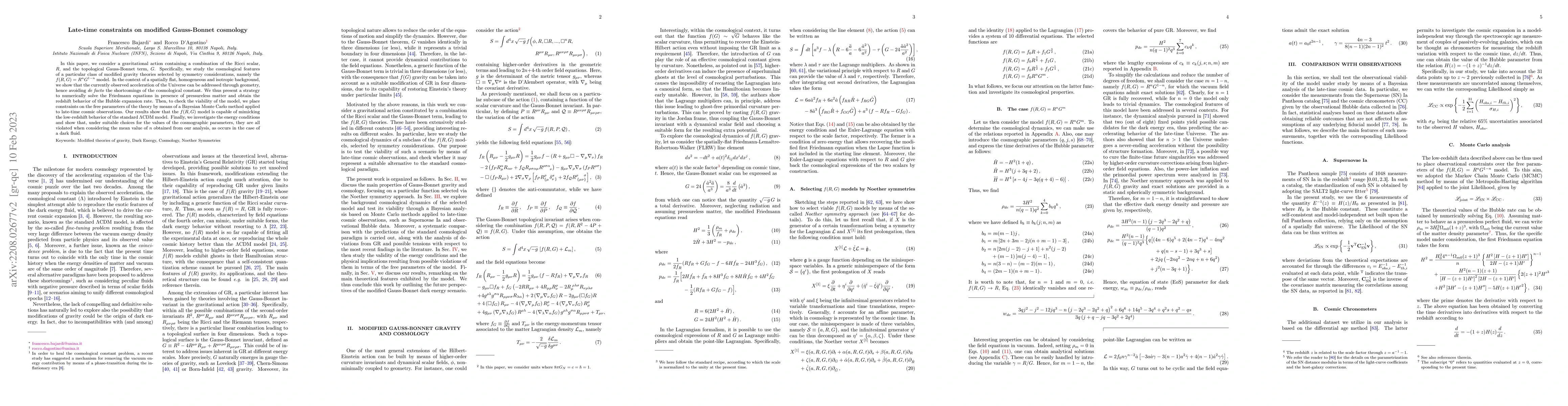 Thumbnail for Late-time constraints on modified Gauss-Bonnet cosmology