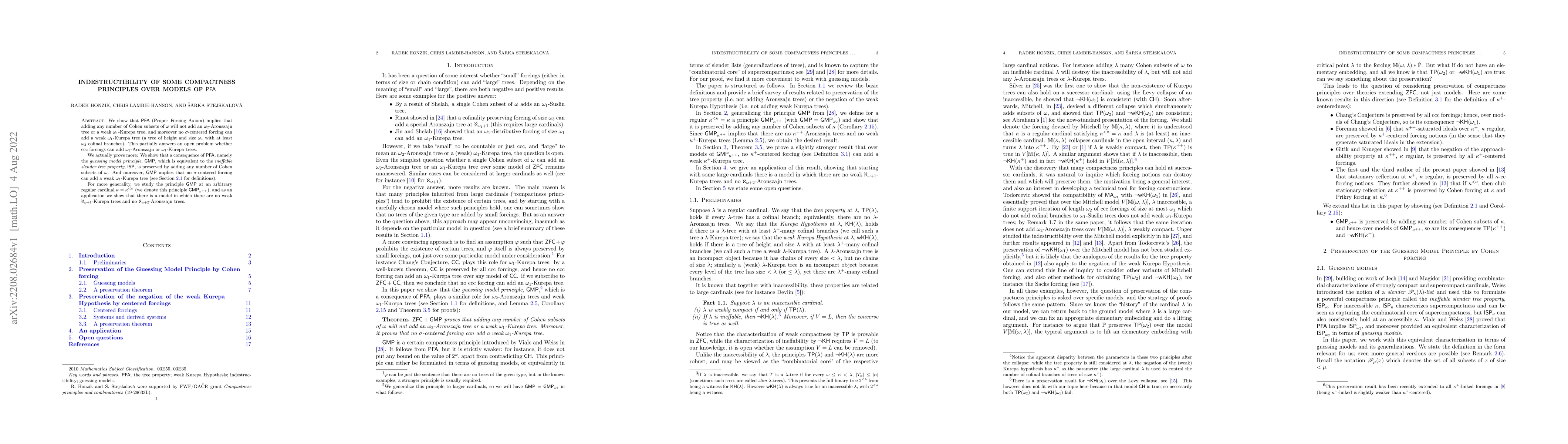Thumbnail for Indestructibility of some compactness principles over models of PFA
