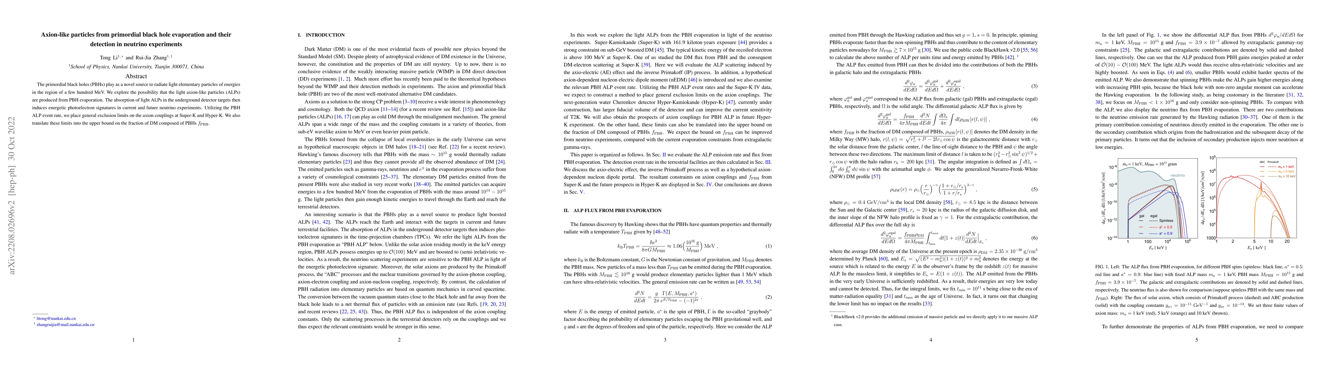 Thumbnail for Axion-like particles from primordial black hole evaporation and their
  detection in neutrino experiments