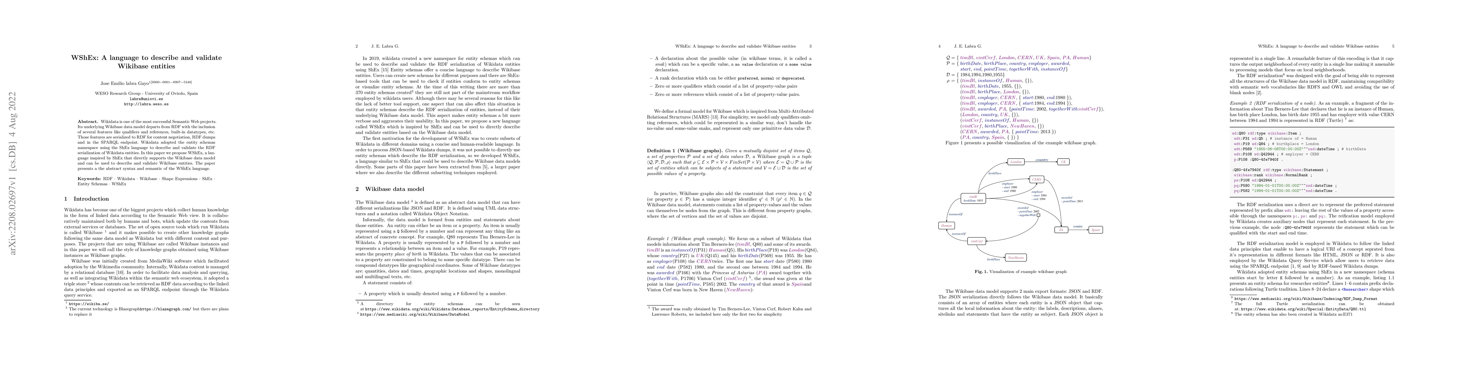Thumbnail for WShEx: A language to describe and validate Wikibase entities