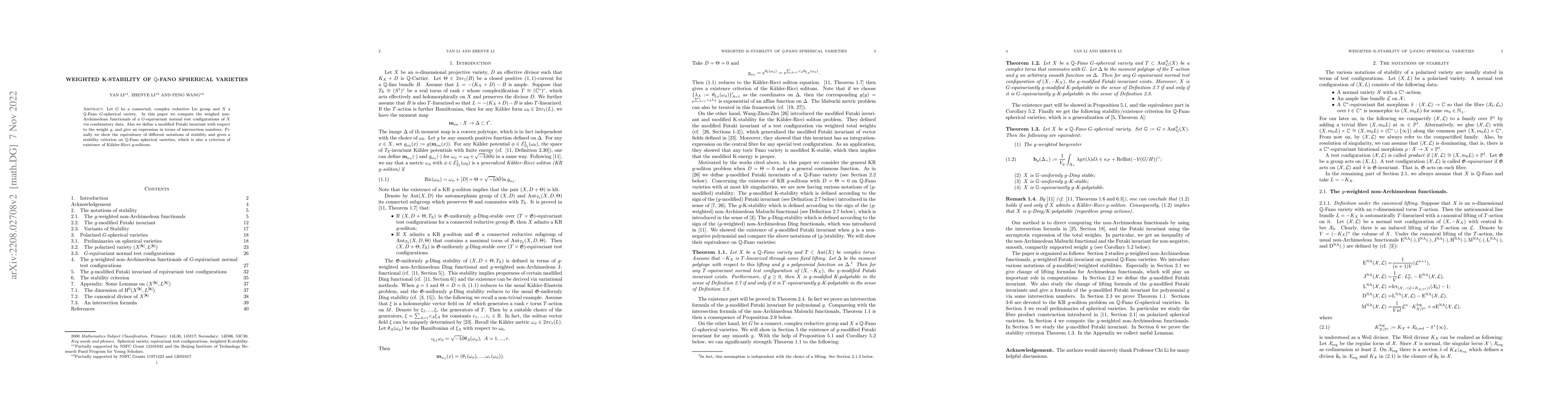 Thumbnail for Weighted K-stability of $\mathbb Q$-Fano spherical varieties