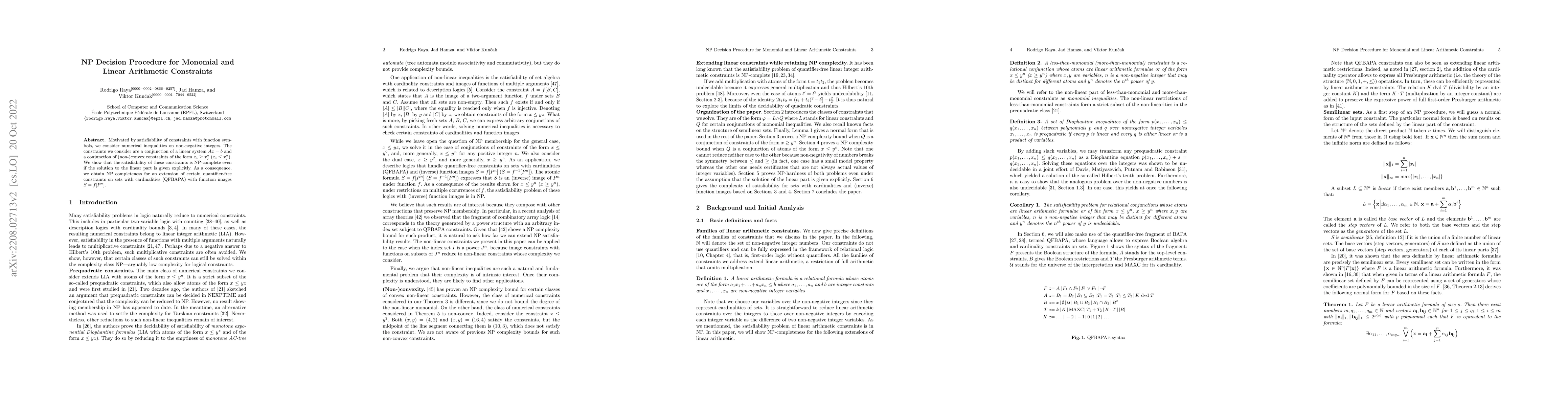 Thumbnail for NP Decision Procedure for Monomial and Linear Integer Constraints