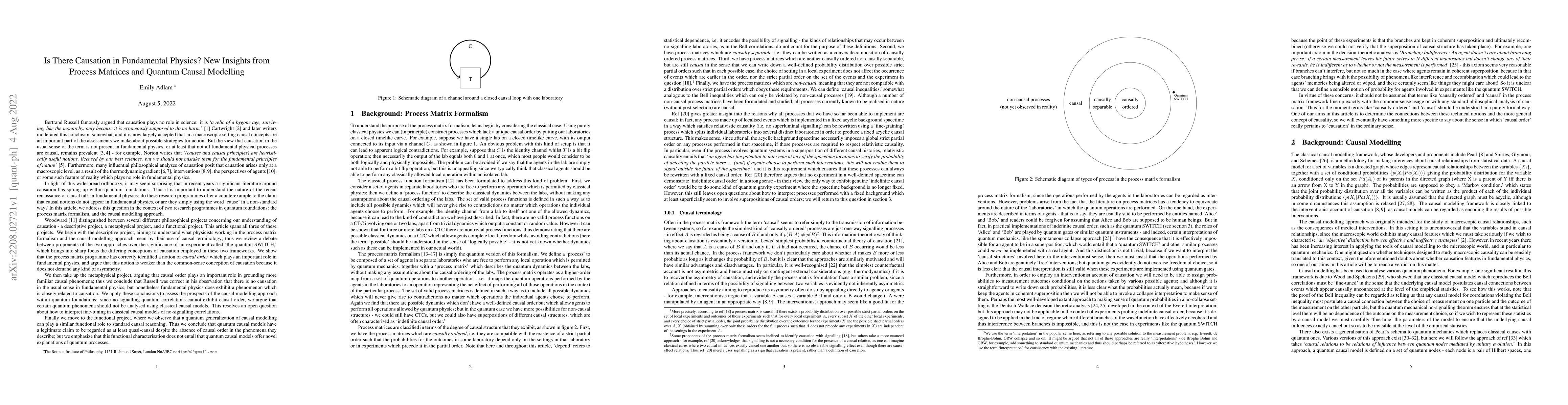Thumbnail for Is There Causation in Fundamental Physics? New Insights from Process
  Matrices and Quantum Causal Modelling