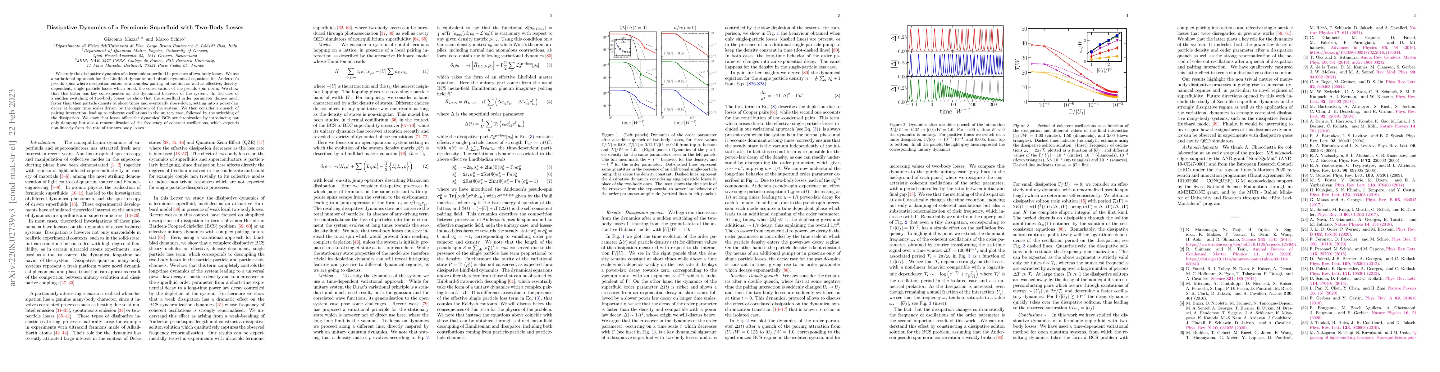 Thumbnail for Dissipative Dynamics of a Fermionic Superfluid with Two-Body Losses