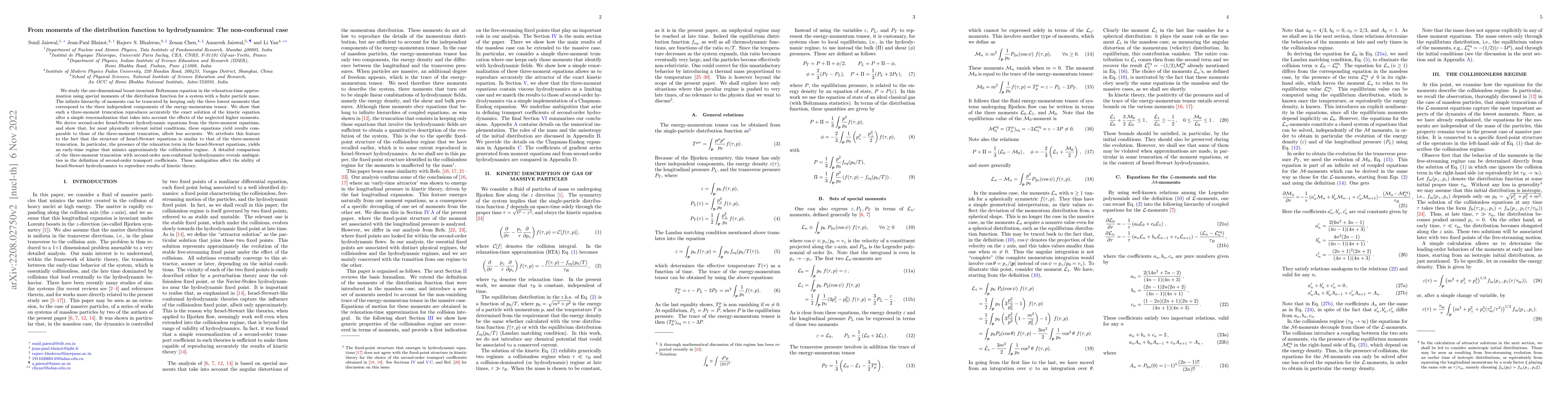 Thumbnail for From moments of the distribution function to hydrodynamics: The
  non-conformal case