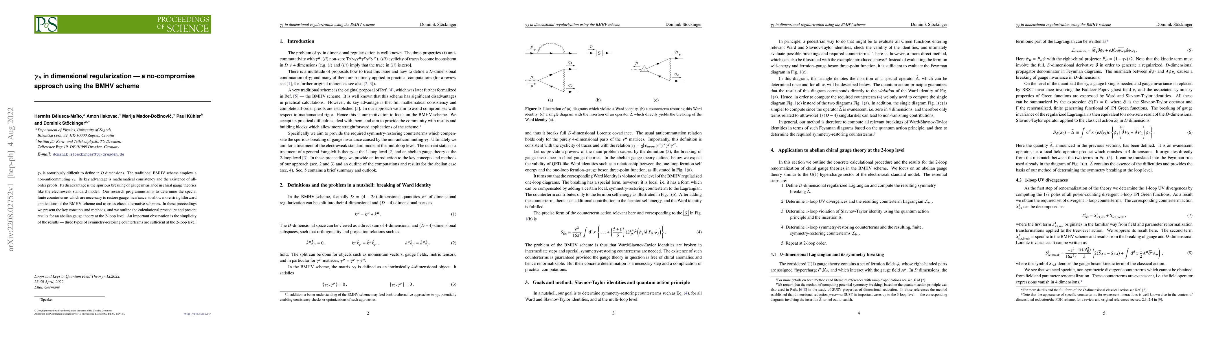 Thumbnail for $\gamma_5$ in dimensional regularization -- a no-compromise approach
  using the BMHV scheme