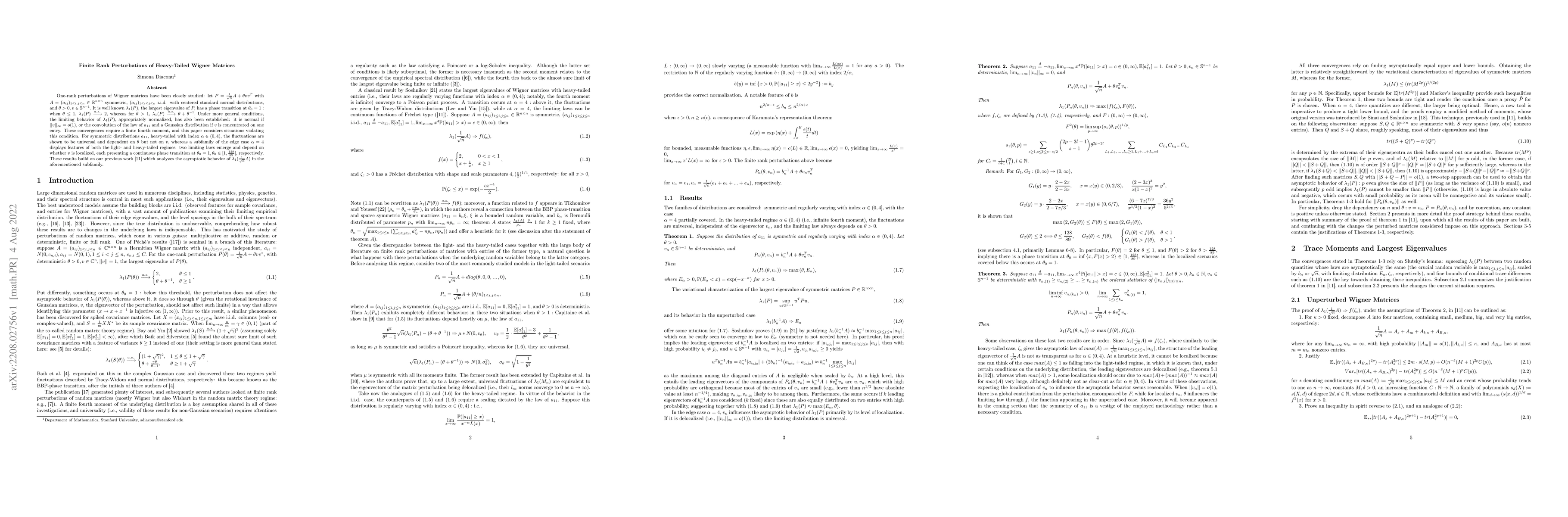 Thumbnail for Finite Rank Perturbations of Heavy-Tailed Wigner Matrices