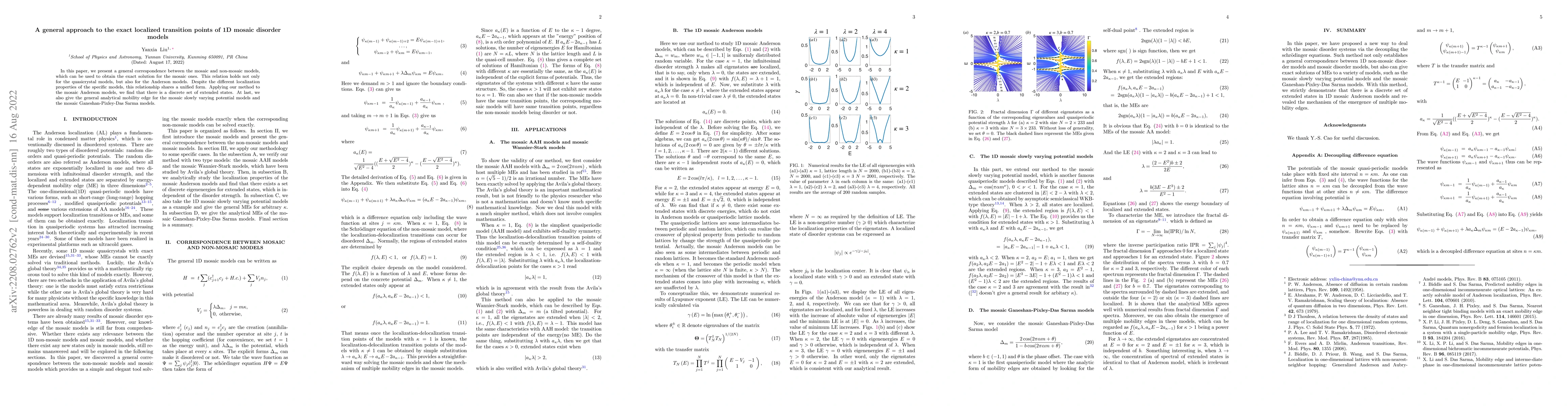 Thumbnail for A general approach to the exact localized transition points of 1D mosaic
  disorder models