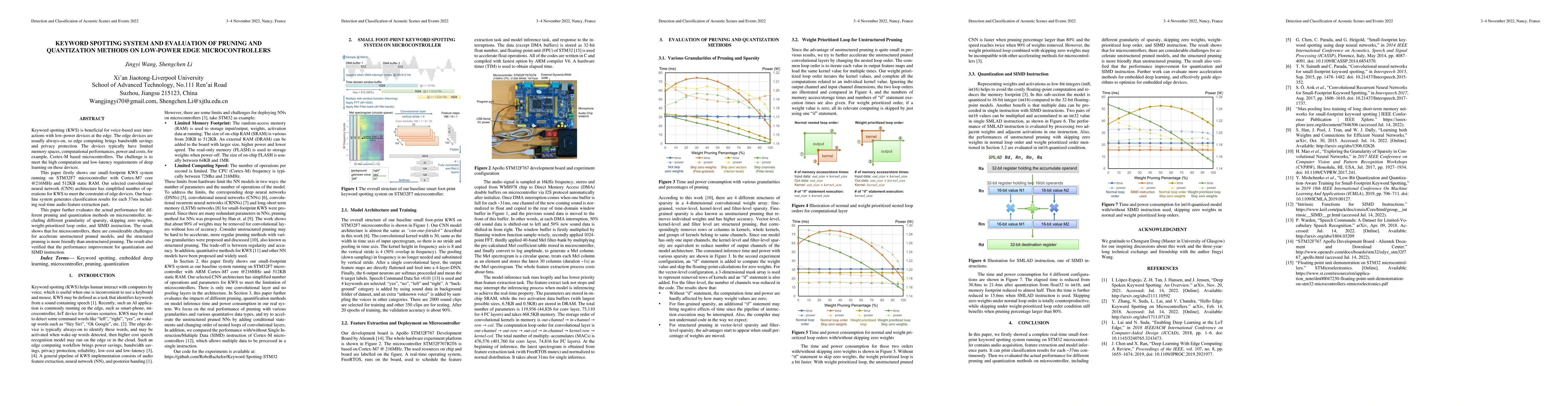 Thumbnail for Keyword Spotting System and Evaluation of Pruning and Quantization
  Methods on Low-power Edge Microcontrollers