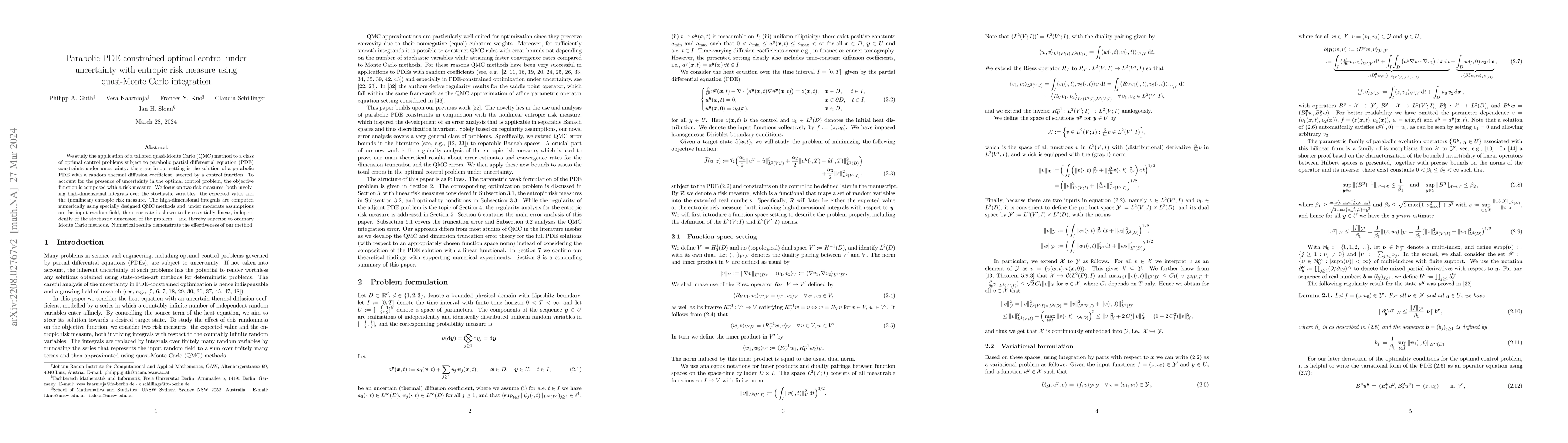 Thumbnail for Parabolic PDE-constrained optimal control under uncertainty with
  entropic risk measure using quasi-Monte Carlo integration