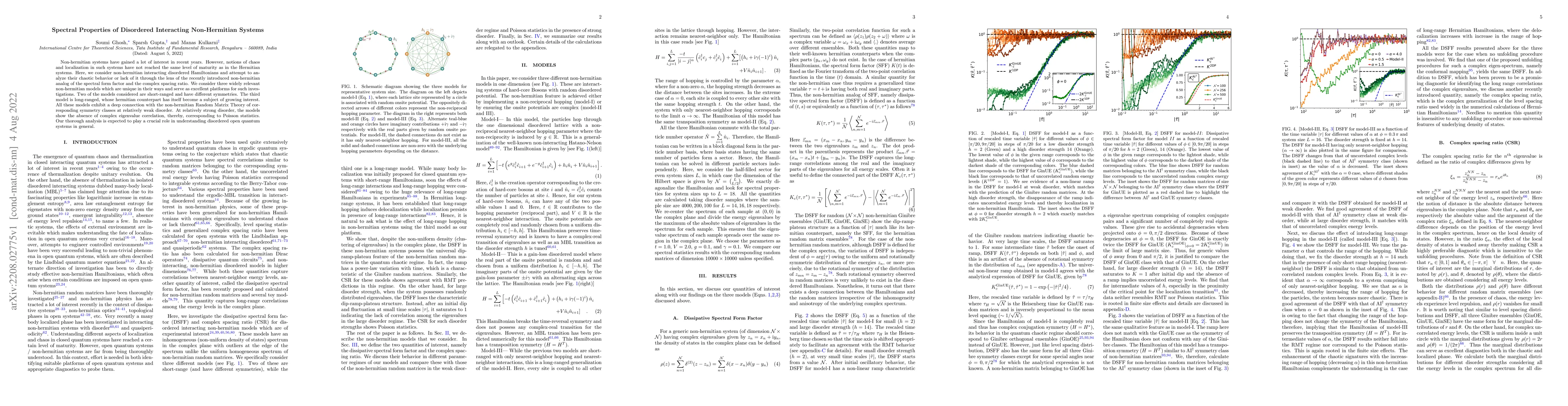 Thumbnail for Spectral Properties of Disordered Interacting Non-Hermitian Systems