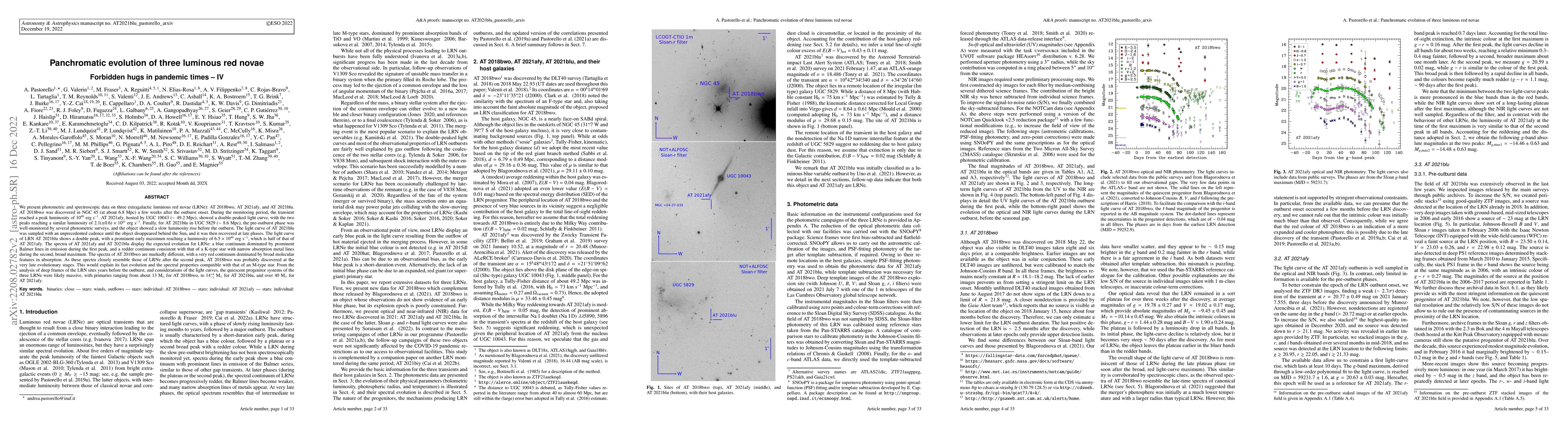 Thumbnail for Panchromatic evolution of three luminous red novae: Forbidden hugs in
  pandemic times -- IV