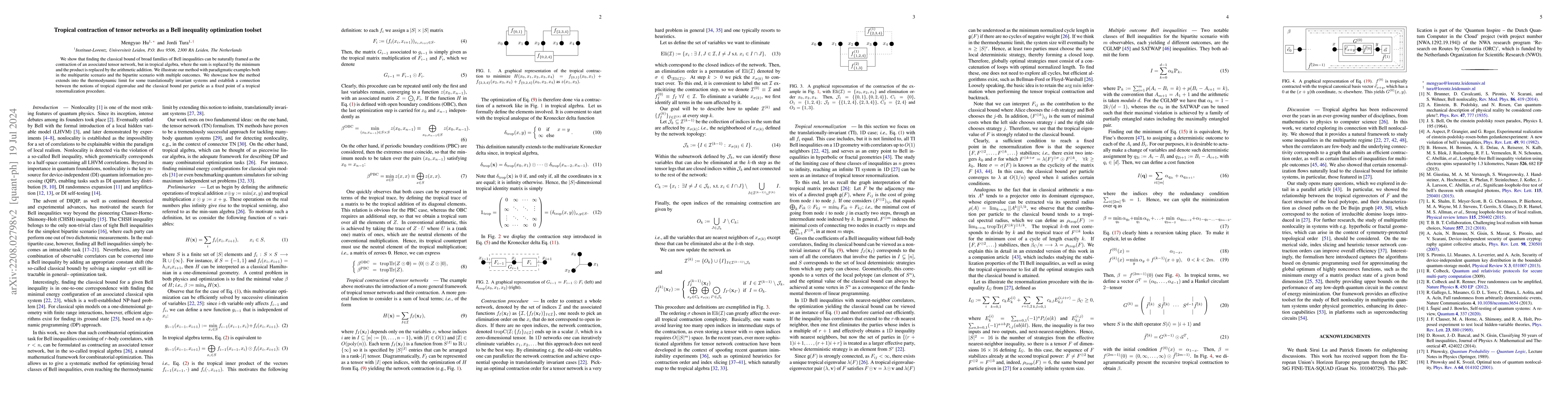 Thumbnail for Tropical contraction of tensor networks as a Bell inequality
  optimization toolset