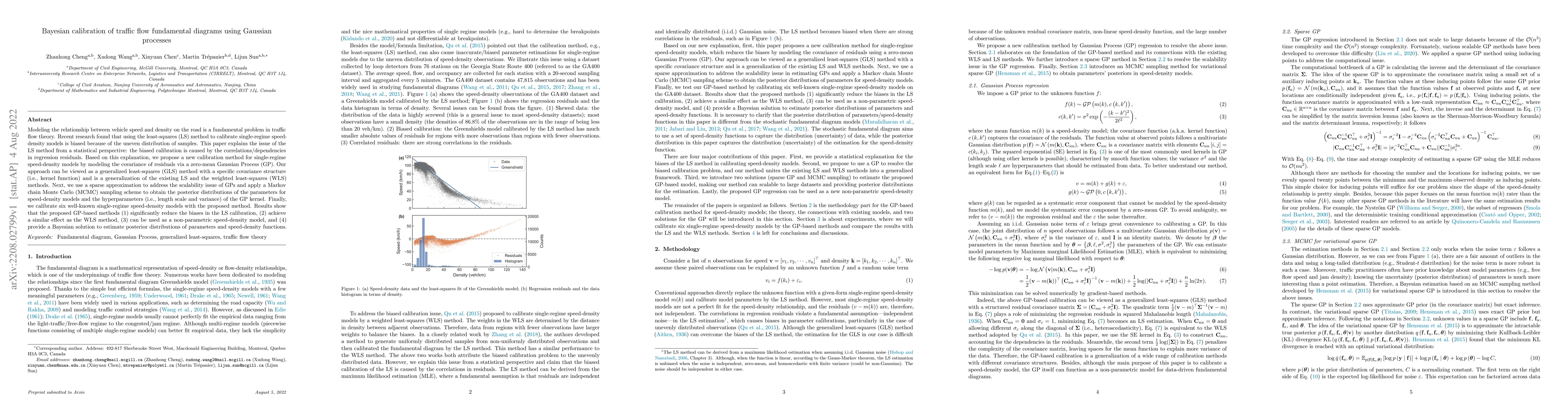 Thumbnail for Bayesian calibration of traffic flow fundamental diagrams using Gaussian
  processes