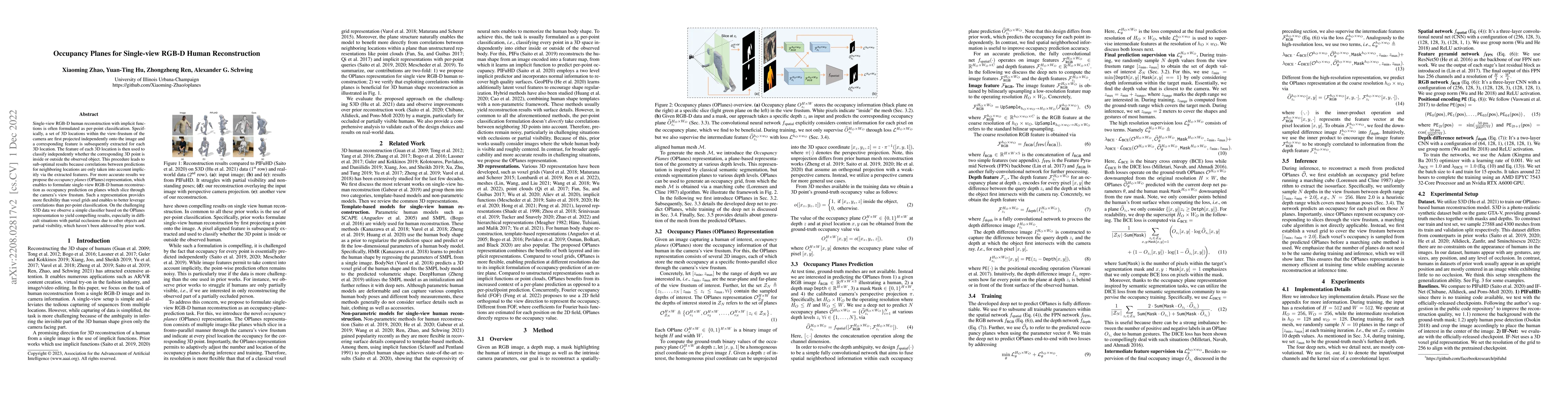 Thumbnail for Occupancy Planes for Single-view RGB-D Human Reconstruction