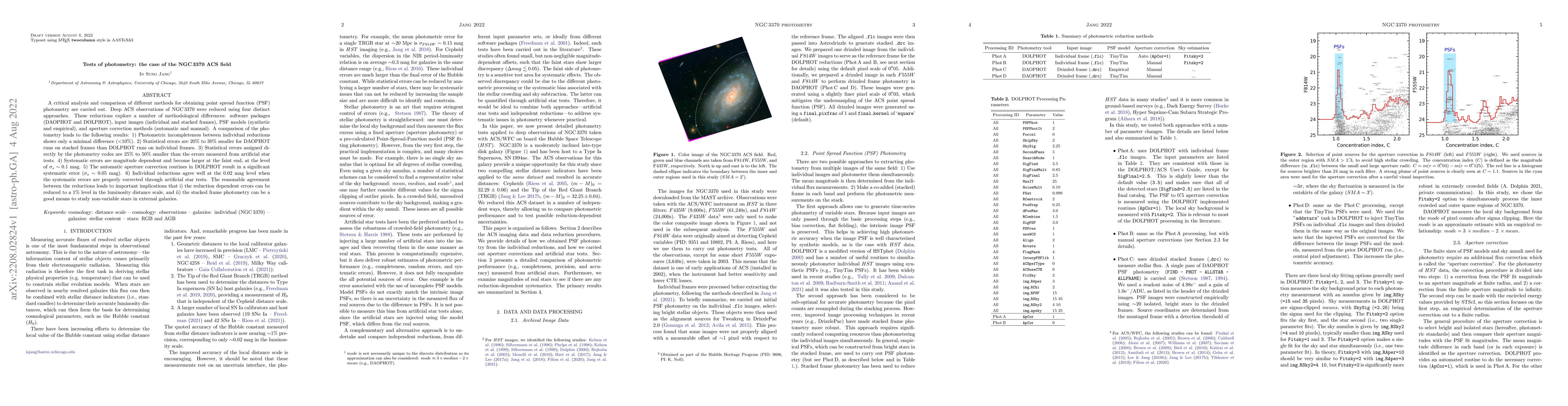 Thumbnail for Tests of photometry: the case of the NGC 3370 ACS field