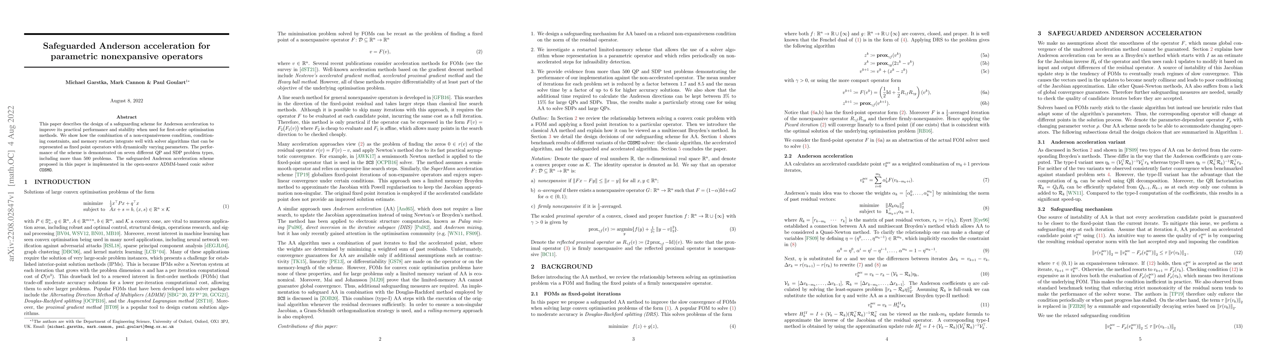 Thumbnail for Safeguarded Anderson acceleration for parametric nonexpansive operators