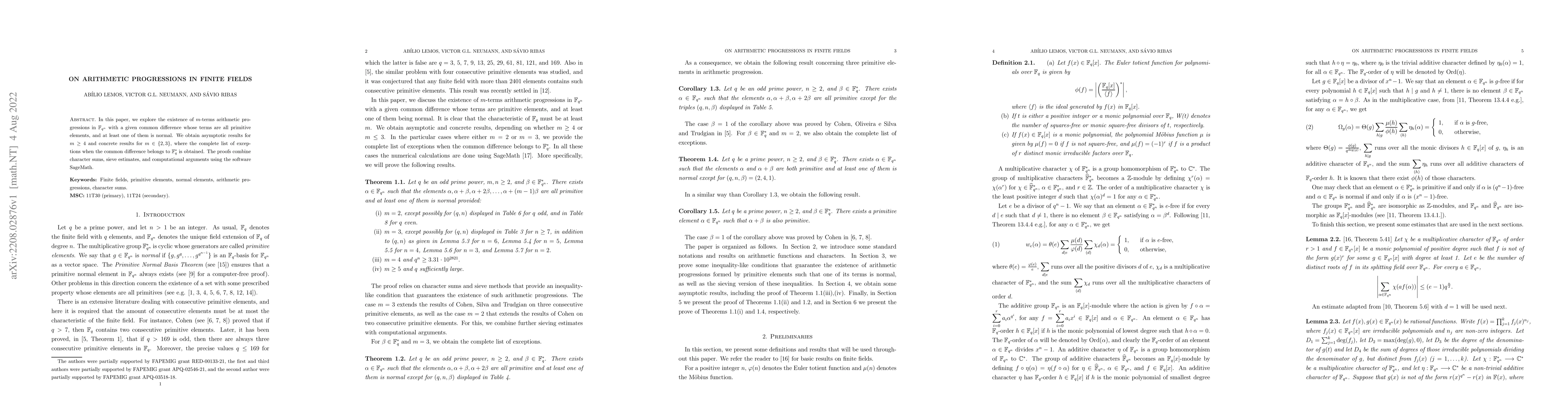 Thumbnail for On arithmetic progressions in finite fields