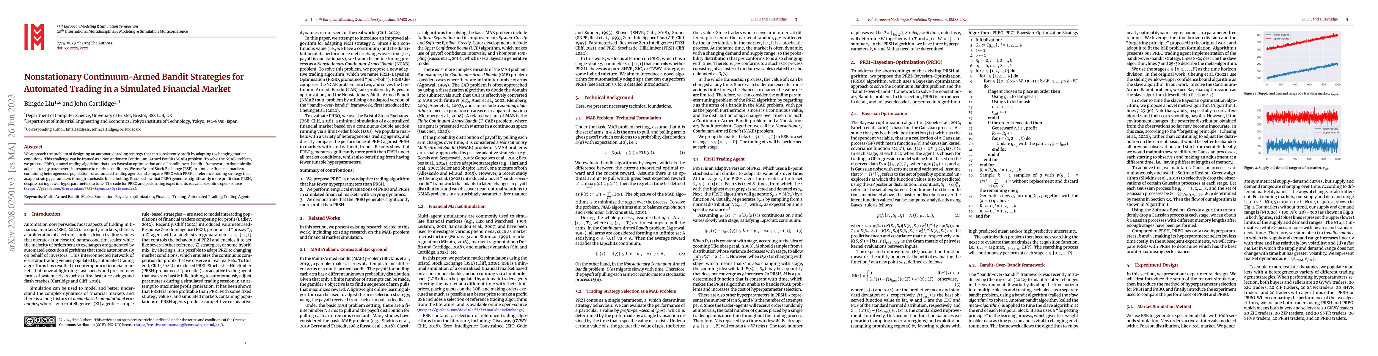 Thumbnail for Nonstationary Continuum-Armed Bandit Strategies for Automated Trading in
  a Simulated Financial Market