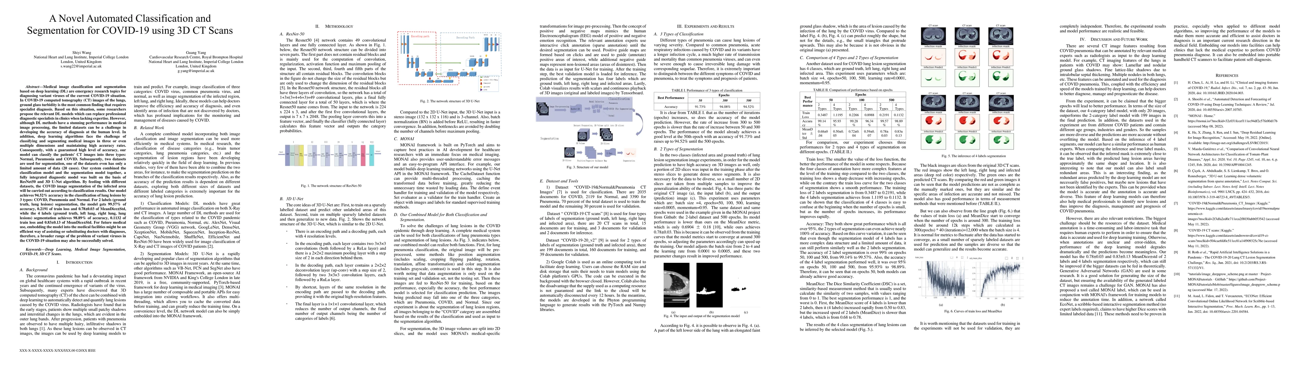 Thumbnail for A Novel Automated Classification and Segmentation for COVID-19 using 3D
  CT Scans