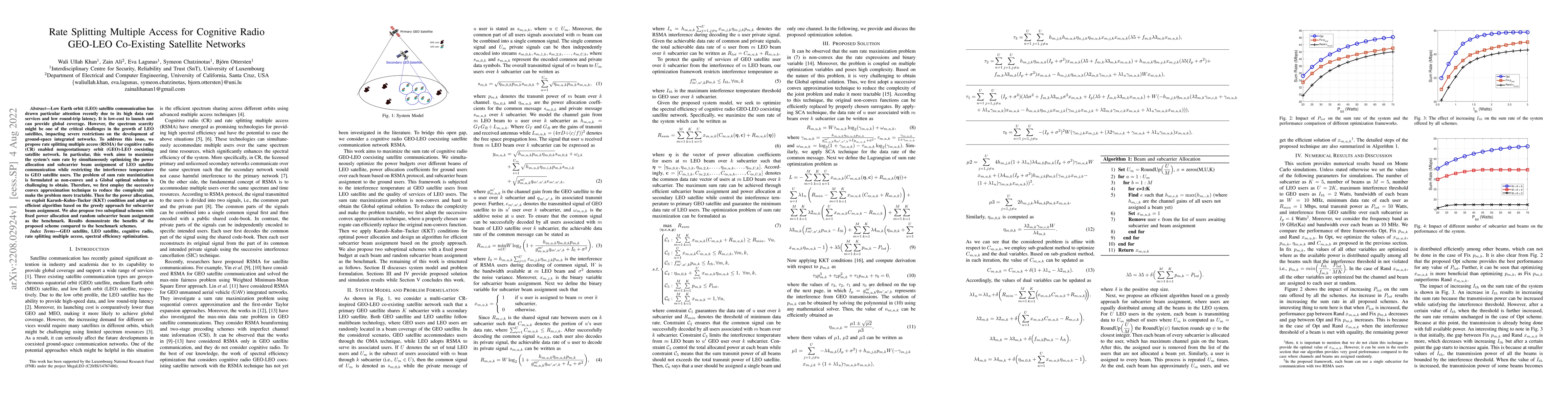 Thumbnail for Rate Splitting Multiple Access for Cognitive Radio GEO-LEO Co-Existing
  Satellite Networks