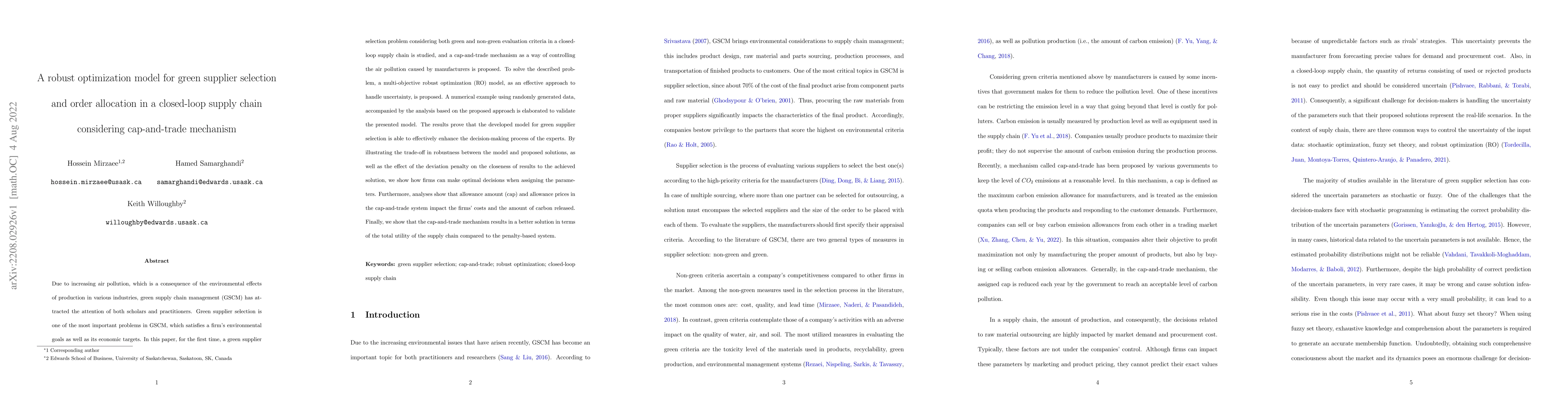 Thumbnail for A robust optimization model for green supplier selection and order
  allocation in a closed-loop supply chain considering cap-and-trade mechanism