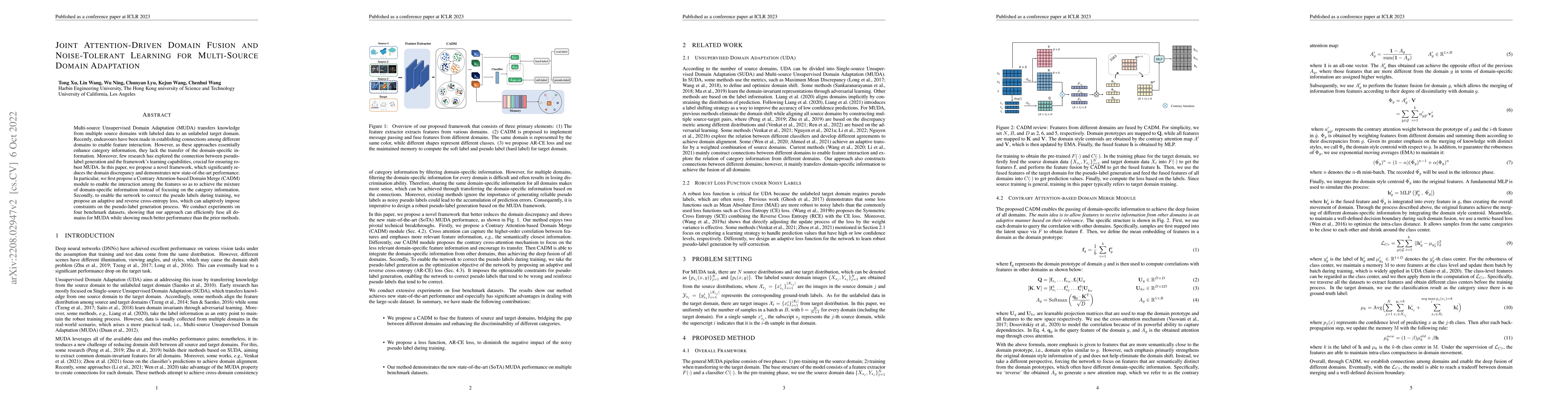 Thumbnail for Joint Attention-Driven Domain Fusion and Noise-Tolerant Learning for
  Multi-Source Domain Adaptation