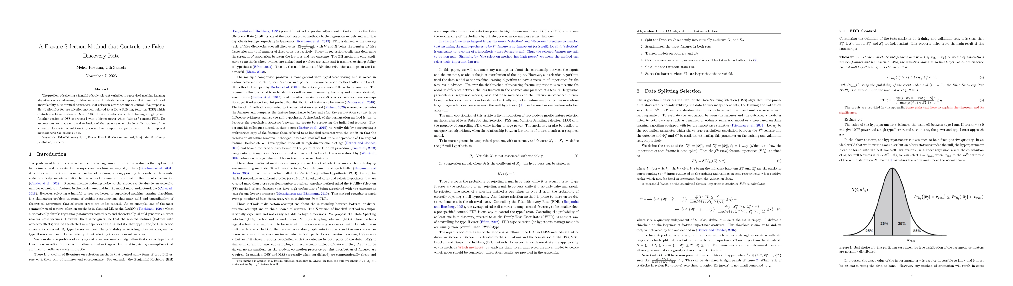 Thumbnail for A Feature Selection Method that Controls the False Discovery Rate