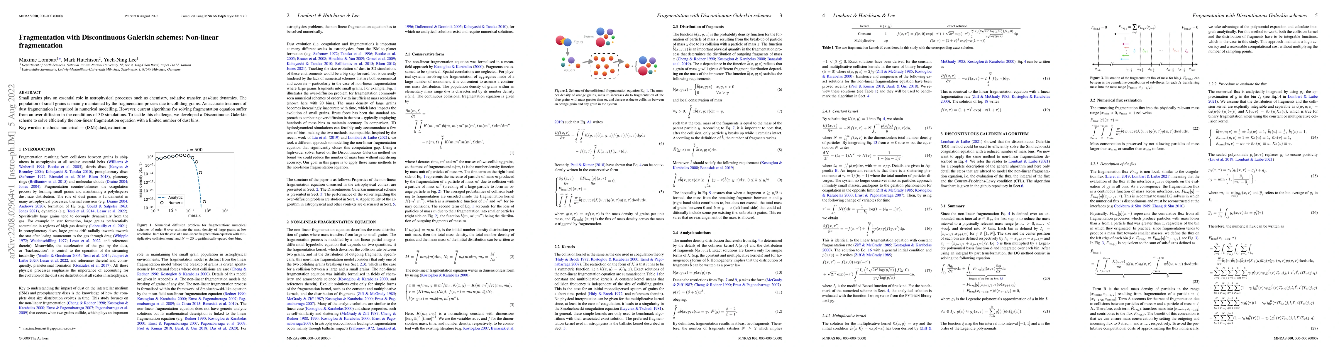 Thumbnail for Fragmentation with Discontinuous Galerkin schemes: Non-linear
  fragmentation