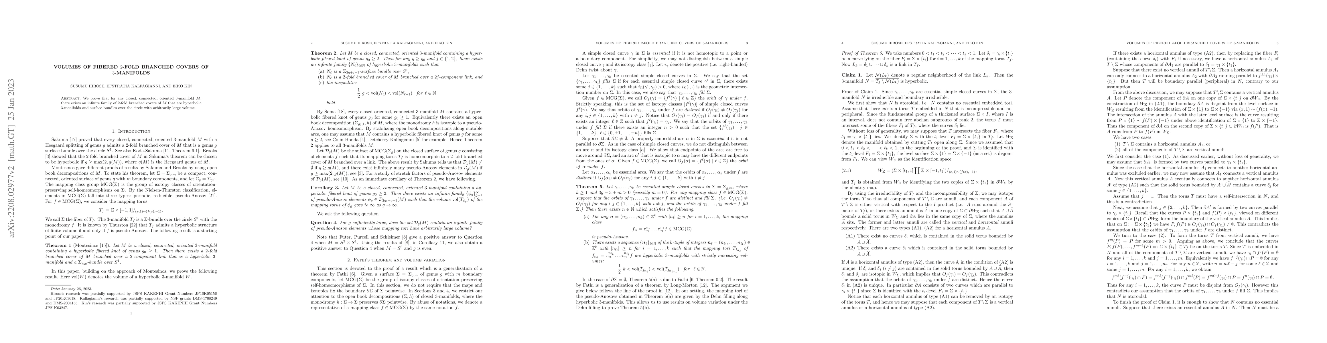 Thumbnail for Volumes of fibered 2-fold branched covers of 3-manifolds